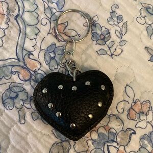 Cute black pleather heart keychain!